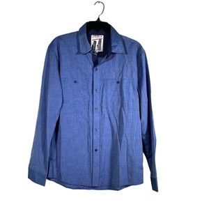 MMI Mens Blue Flannel Long Sleeve Button Down Shirt M